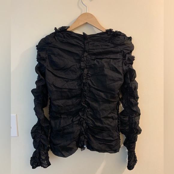 Isabel Marant Ruched Zip Blouse in Black Cotton - Picture 5 of 10